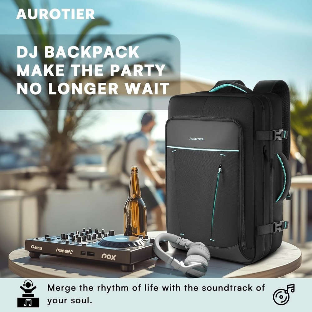 DJ Controller Backpack Padded DJ Mixer Case 17" Laptop Black Polyester
