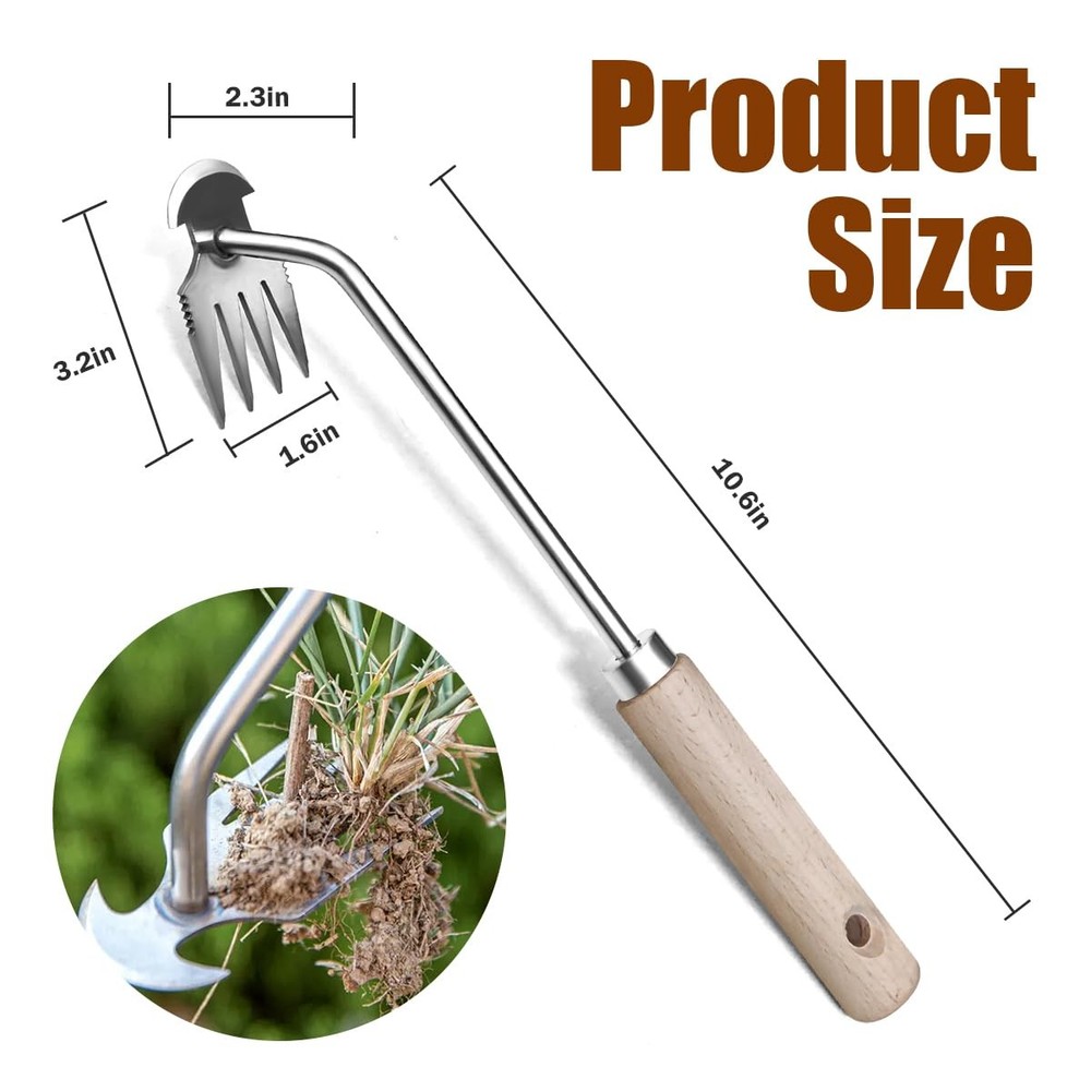 Weeder - Manual Weed Puller Tool, Uprooting Weeding Remover Tool, 4-Claw Stee...