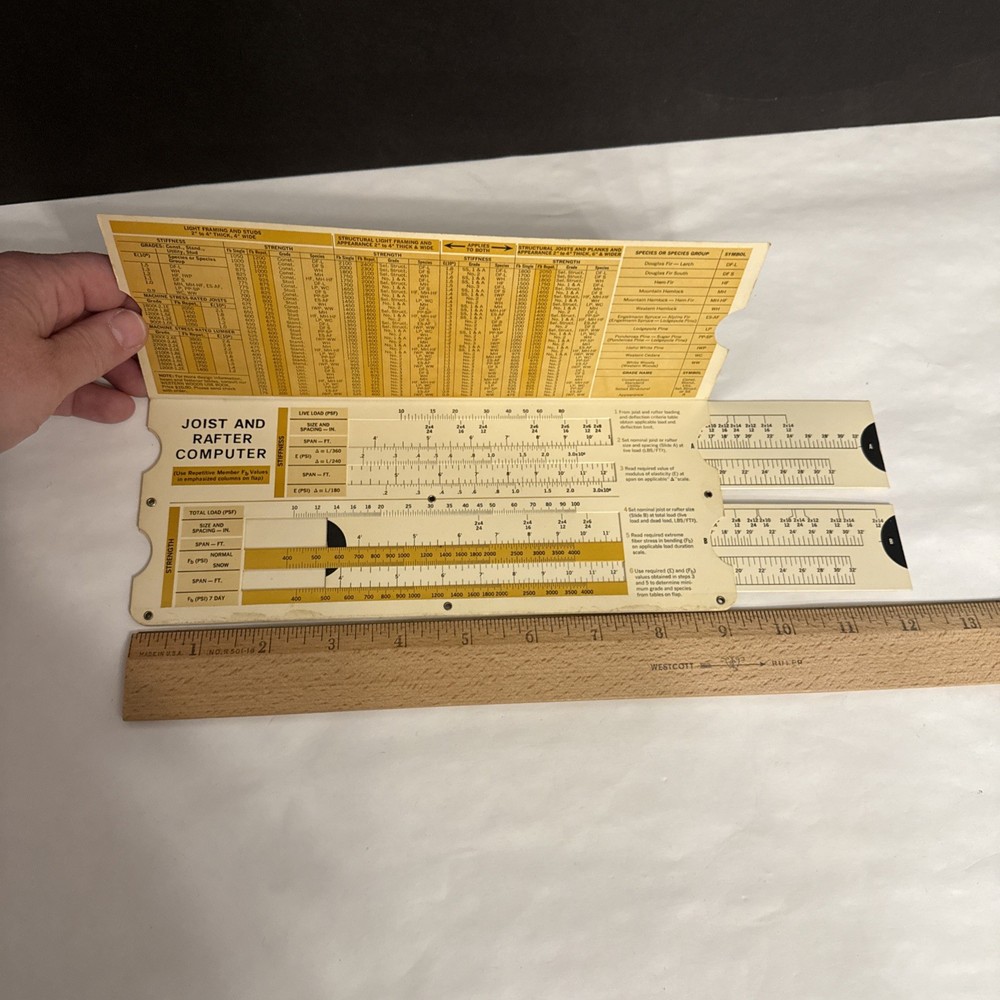 VTG BEAM SPAN COMPUTER Calculator Paper Slide Rule Structural Engineering USA