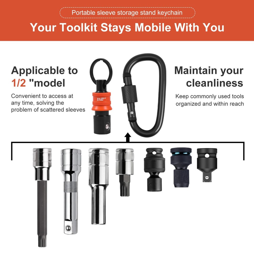 10Pcs Socket Holder Key Chain, Drive Socket Organizer Keychain Quick Release ...