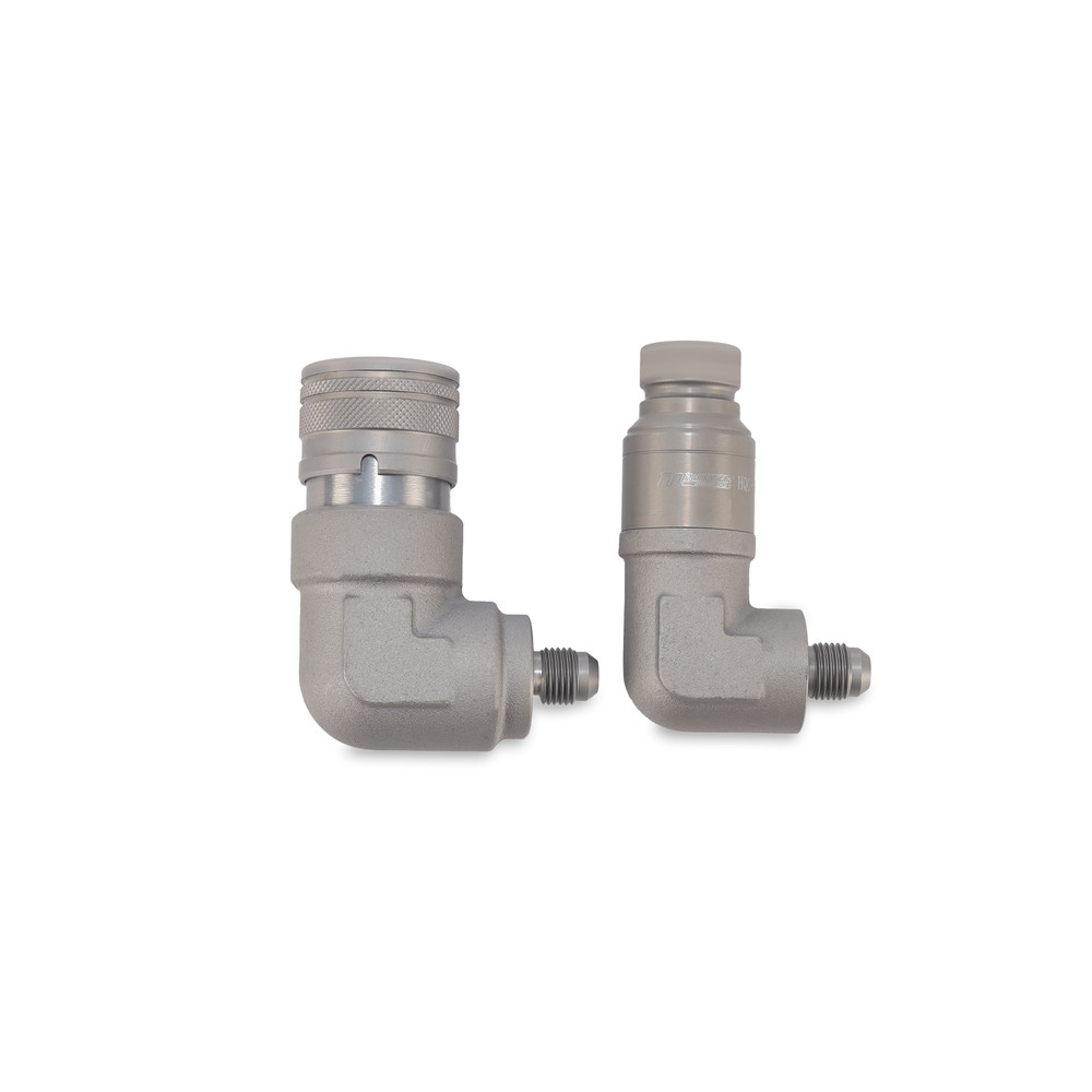 1/2″ 90 Degree Flat Face Hydraulic Quick Couplers Set - 3/8″ JIC Thread