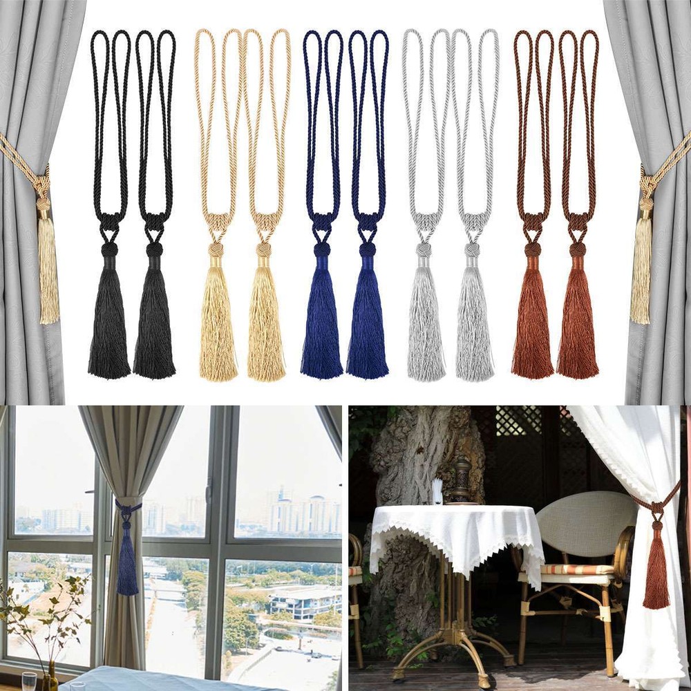 2/4Pcs Curtain Tassel Tiebacks Durable Window Tie backs Rope Holdbacks Window US