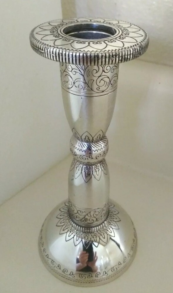 ONE BRIGHTON CANDLE STICK SILVER CANDLESTICK SCROLL DESIGN SILVER PLATED