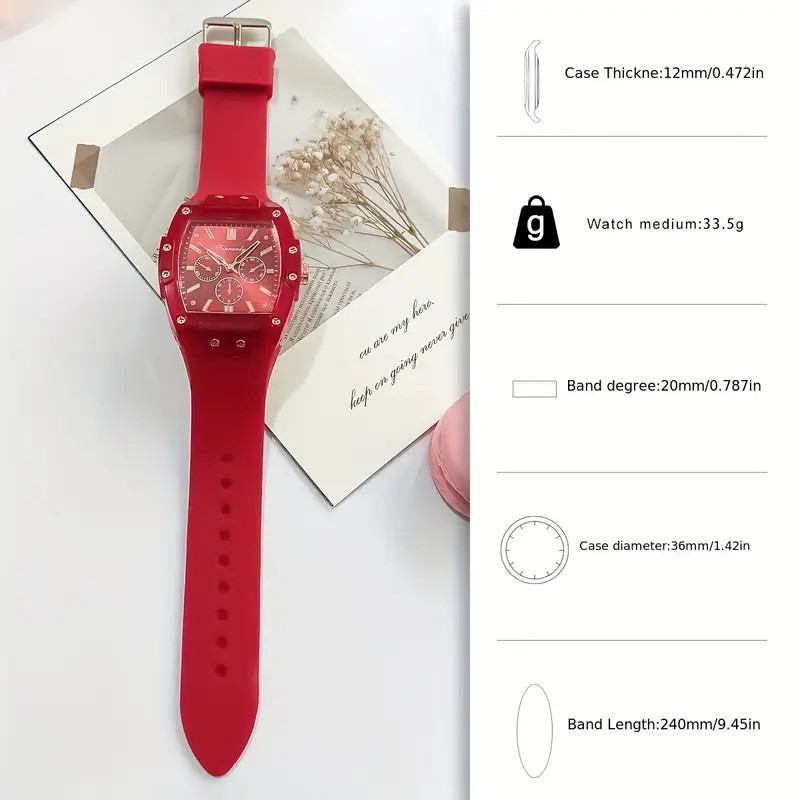 Candy Color Tonneau Pointer Quartz Watch - Stylish Analog Display
