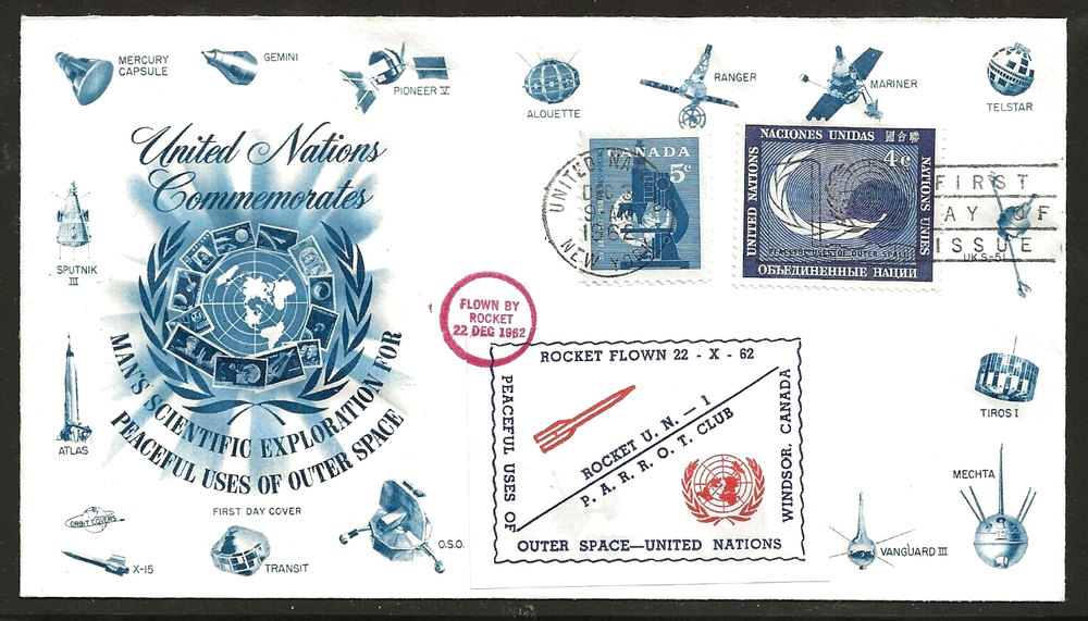 1962 CANADA - UN 1 rocket mail cover - EZ 2C1