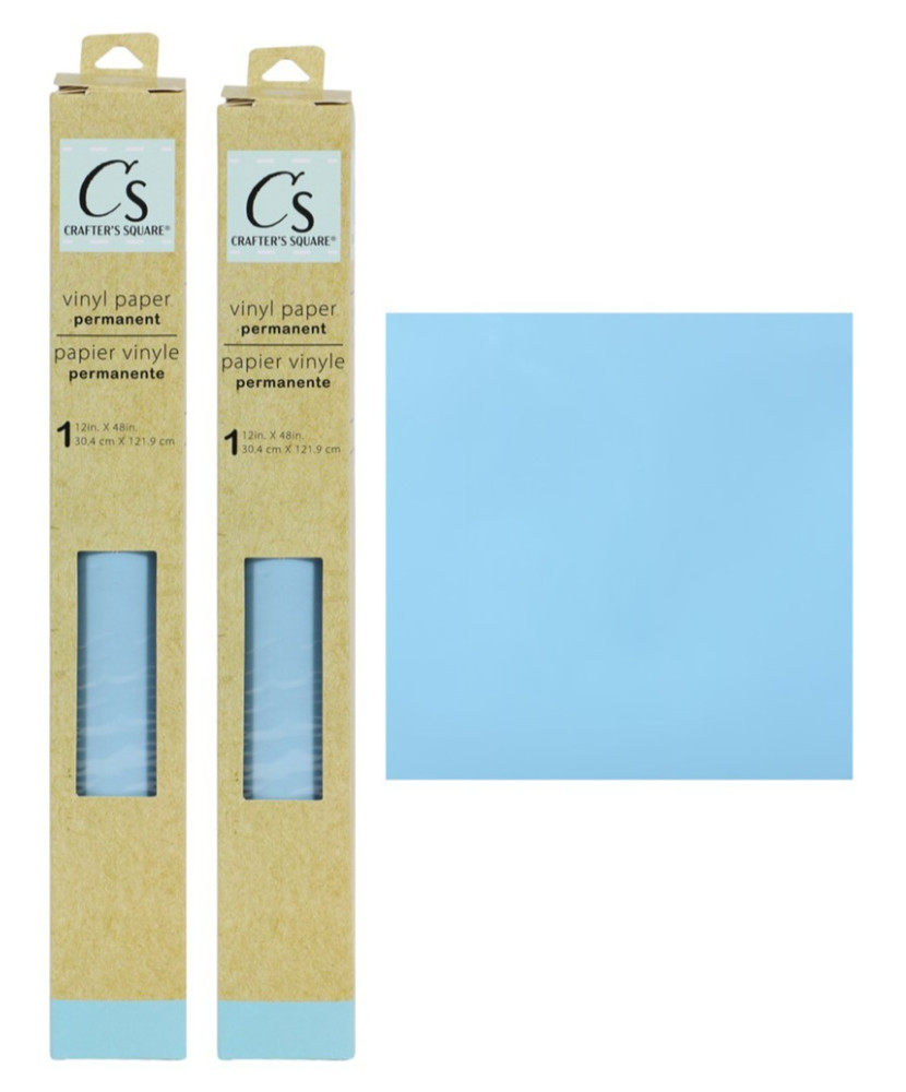 (2 pk) Light Blue 12"x48" Crafters Square Permanent Vinyl Paper Rolls