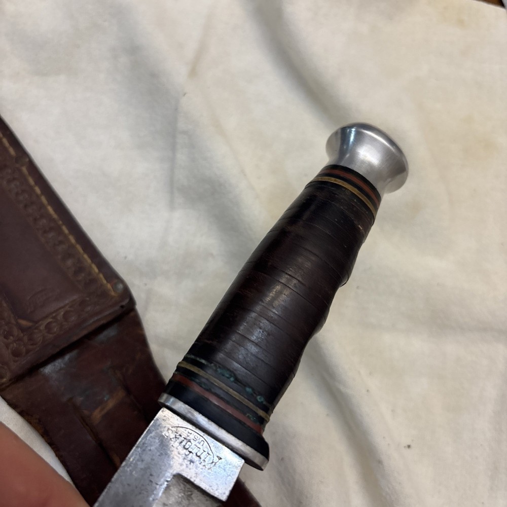 Kinfolks 368 Knife Fixed Blade Leather Handle with Original Sheath