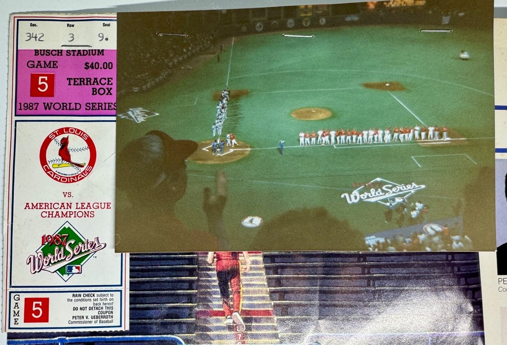 1987 World Series Program + Game 5 Ticket Stub + Original Game Photo