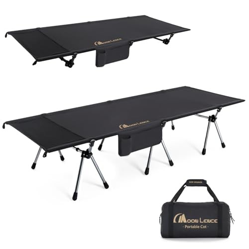 Height Adjustable Camping Cot - Supports 330 lbs, Portable Folding Bed Black