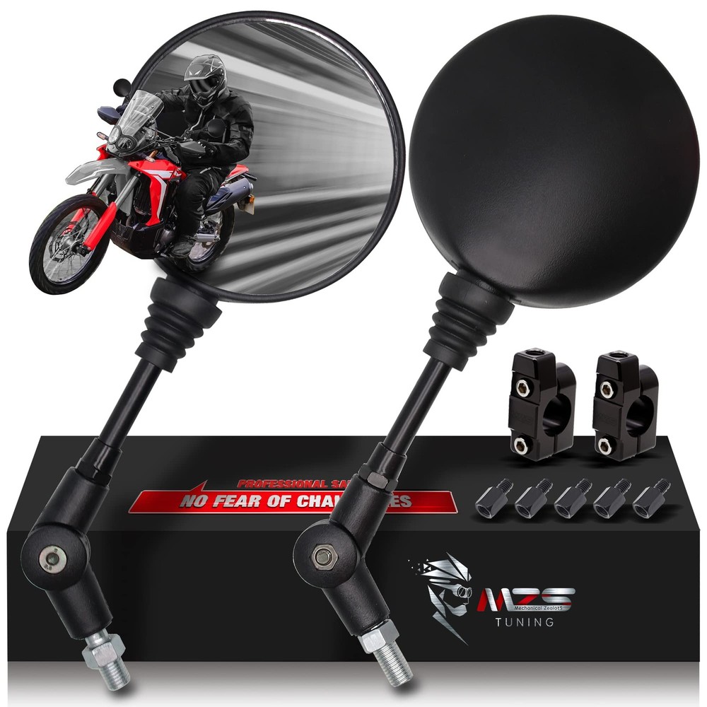 Motorcycle Foldable Rear View Mirrors 8mm 10mm Universal Handlebar Mount ATV Dir