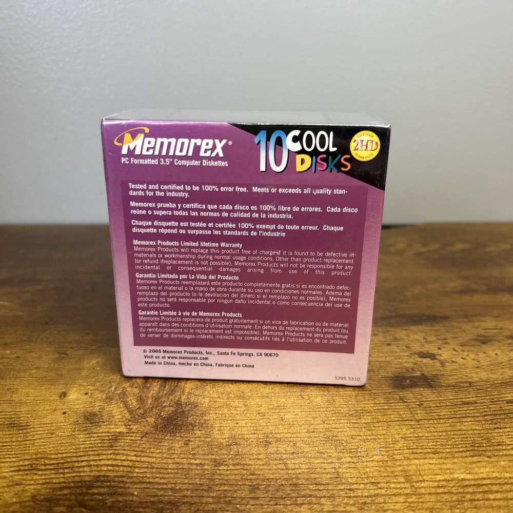 Memorex PC Formatted 3.5" Computer Diskettes 10 Cool Disks - Factory Sealed