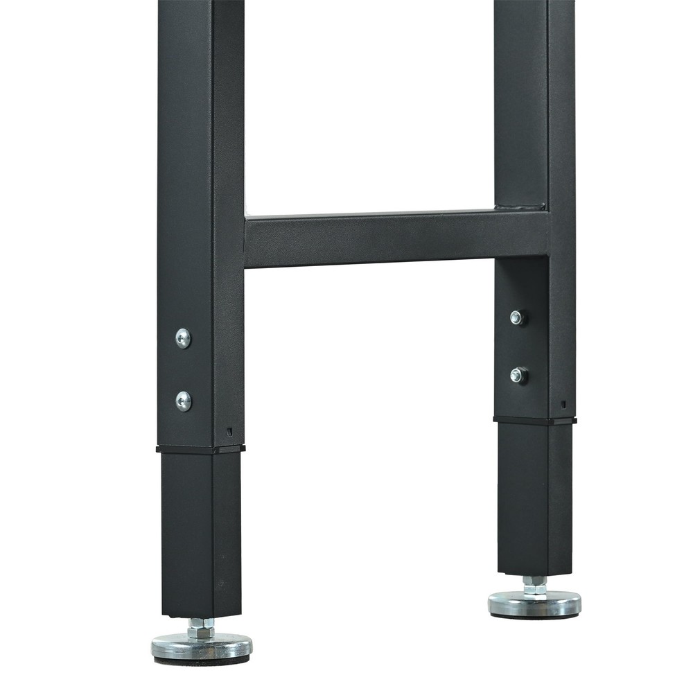 48" Worktable Adjustable Heavy-Duty Steel Frame Solid Rubberwood Tabletop Power