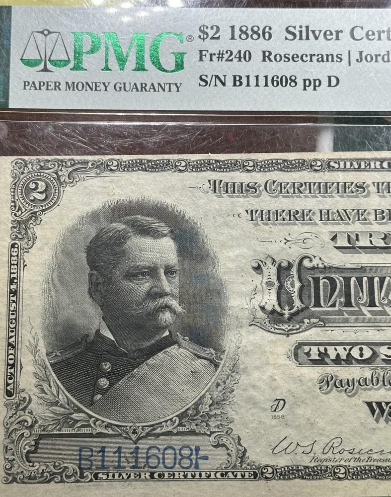 Pmg 1886 Silver Certiicate Ms 63 $2