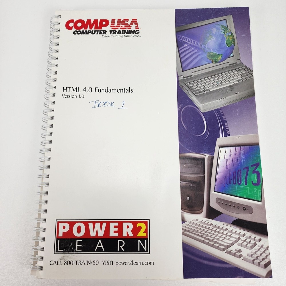 Vintage CompUSA Computer Training Manual HTML 4.0 Intermediate Version 1.0
