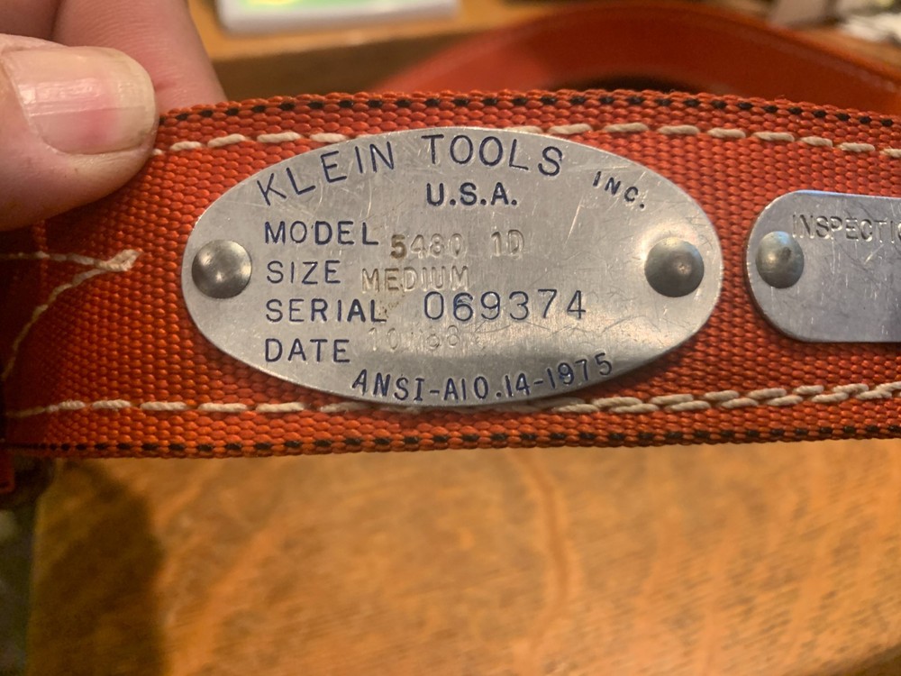 Klein Tools Lineman Safety Belt Model 5480 Size Medium
