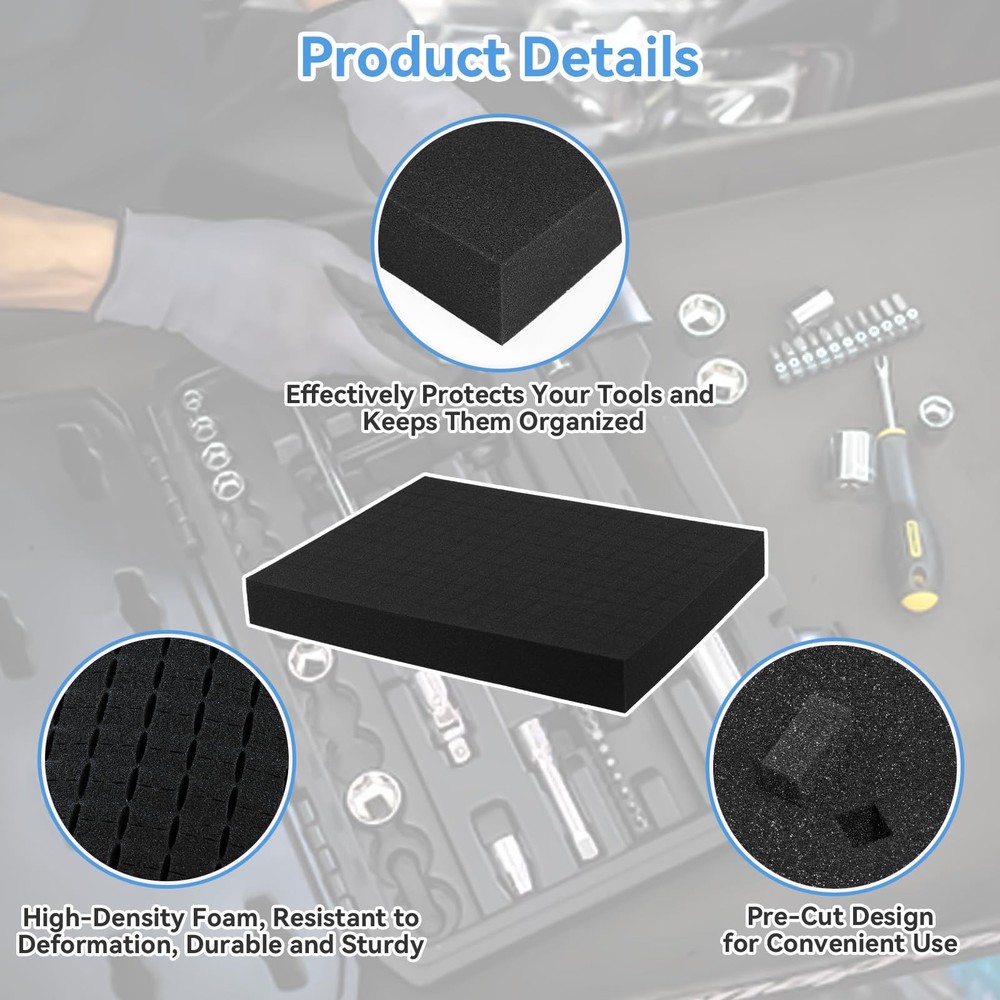 Part Foam Insert - Polyurethane Pluck Pre Cube Sheet with Bottom black