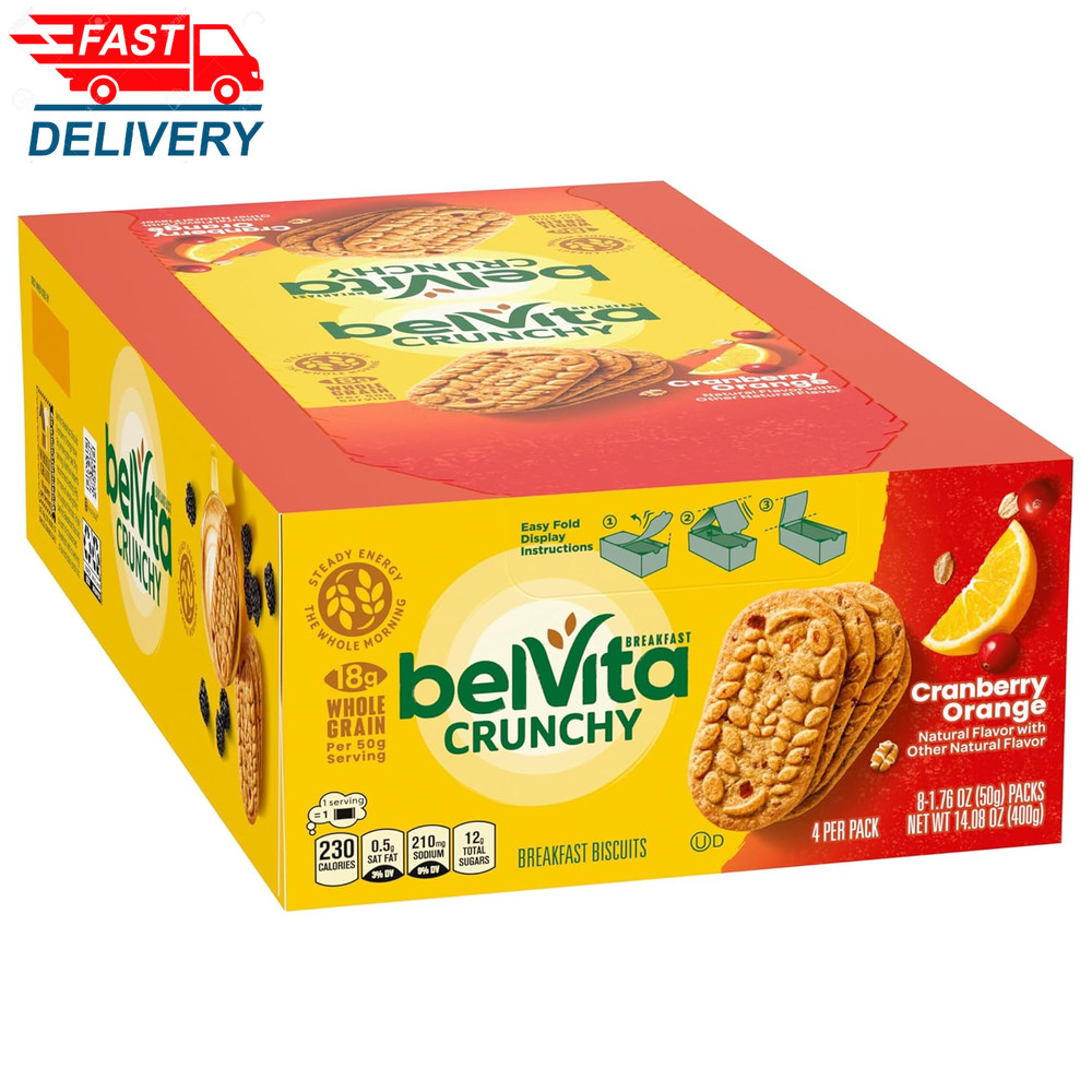 Breakfast Bars Biscuits, Cranberry Orange, 8 Packs (4 Biscuits per Pack)