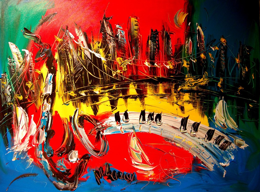 IMPRESSIONIST MODERN ART STRETCHED CANVAS  MUSIC COFFEE LANDSCAPE WEFEG