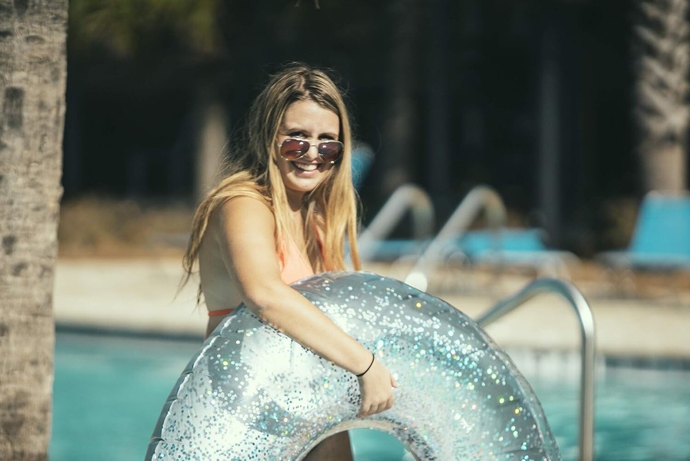 PoolCandy Jumbo Pool Tube, 48", Silver Glitter