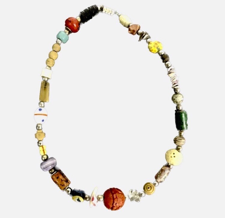 Vintage Multi Materials Beaded Choker Necklace