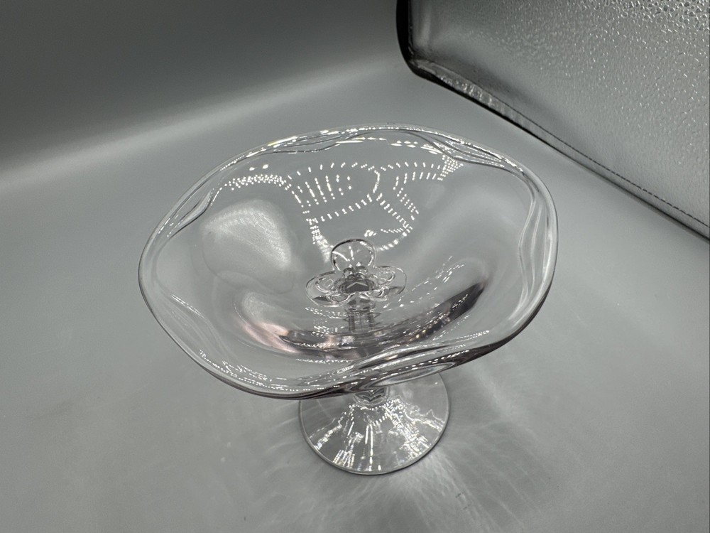 Clear Compote /Candy Dish Stem Glass 4.75” Tall