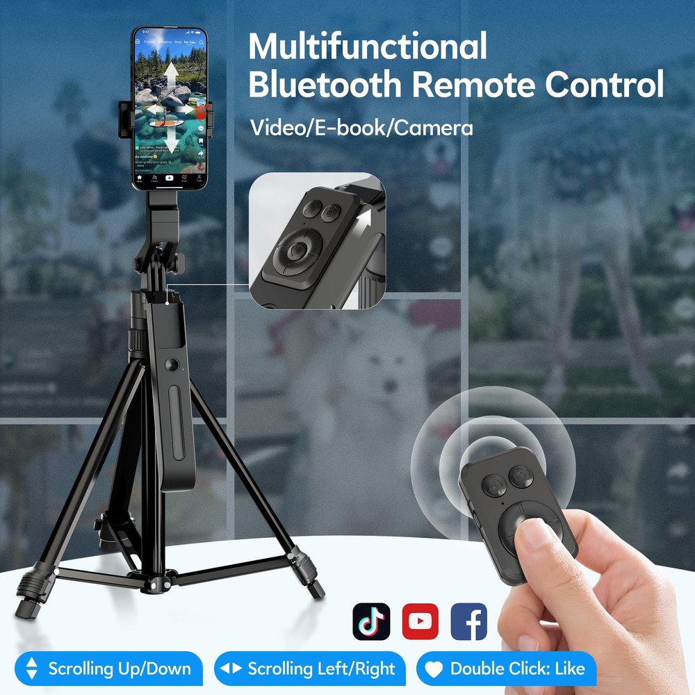 71" Auto Face Tracking Tripod for iPhone with Light, Vlogging Kit for iPhone ...