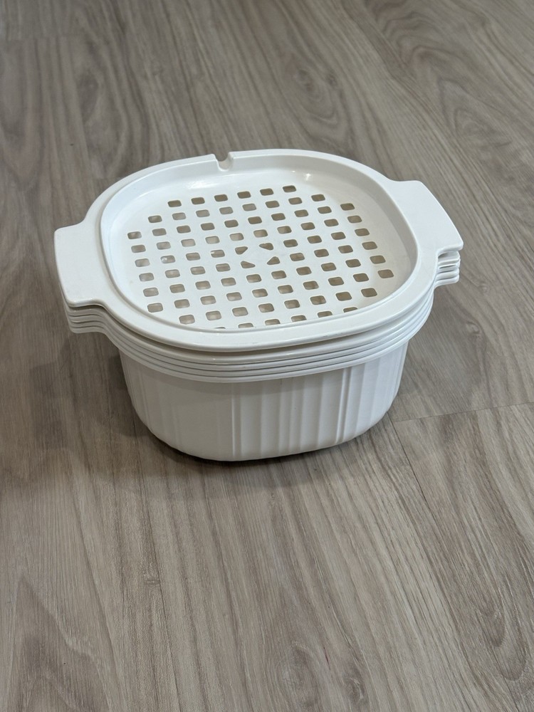 5 PC RUBBERMAID MICROWAVE COOKWARE STACKING NESTING SET 3 2 & 1 QT BOWLS No Lid