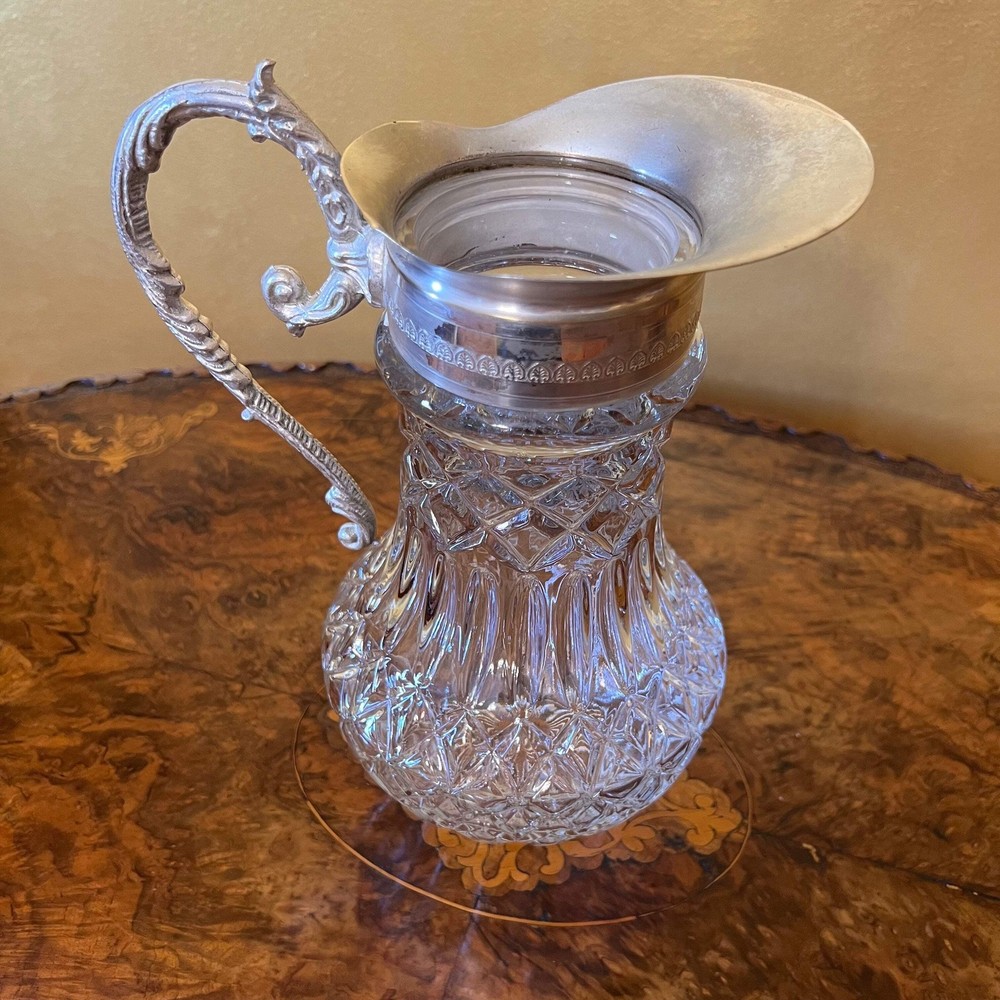 Vintage Glass Cut Pitcher Jug