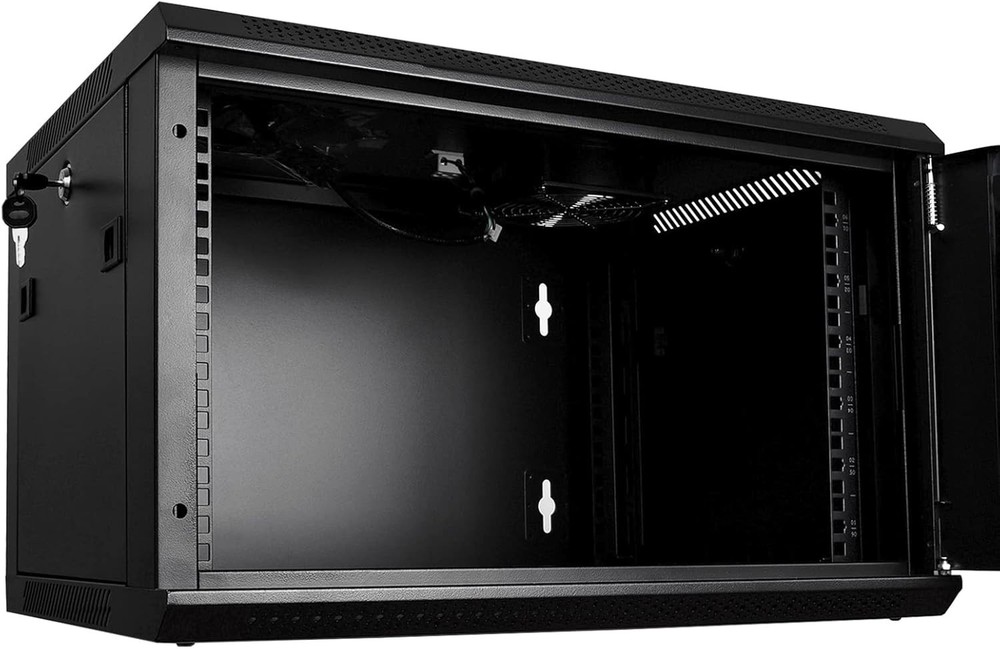 RackPath 6U Wall Mount Server Cabinet Network Rack Enclosure, Quiet Cooling Fan