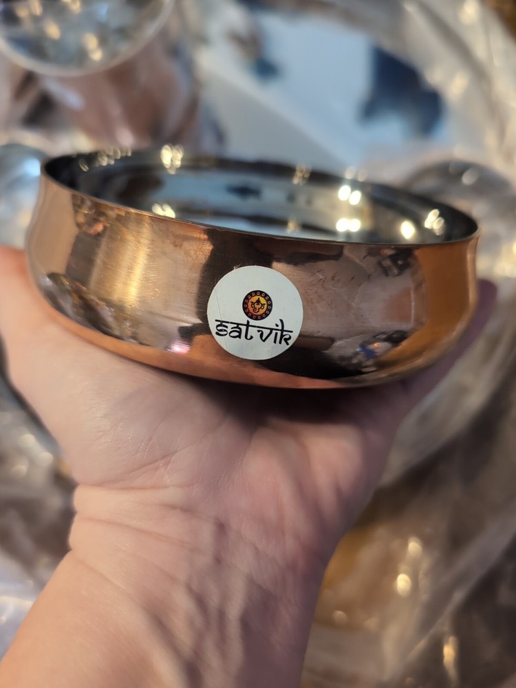 Satvik Copper Stainless Steel Thali 8 Piece Set