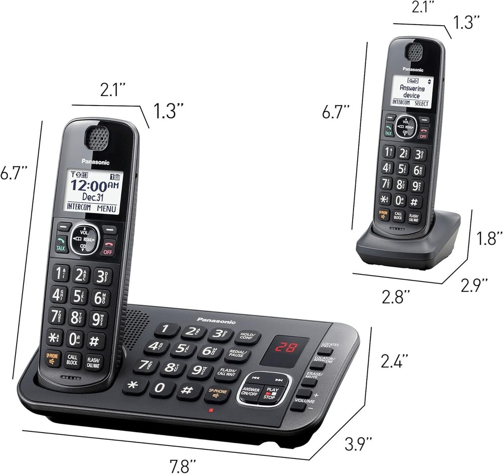 Panasonic Expandable Cordless Phone System Answering Machine 5 Handsets Black