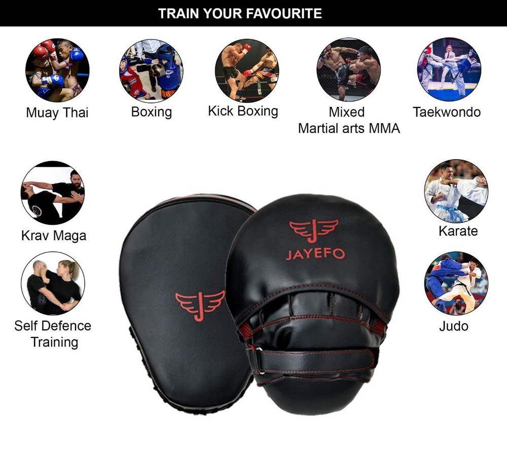 Jayefo Glorious Boxing Pads Focus Mitts for Training Punching Blocking Pad Black