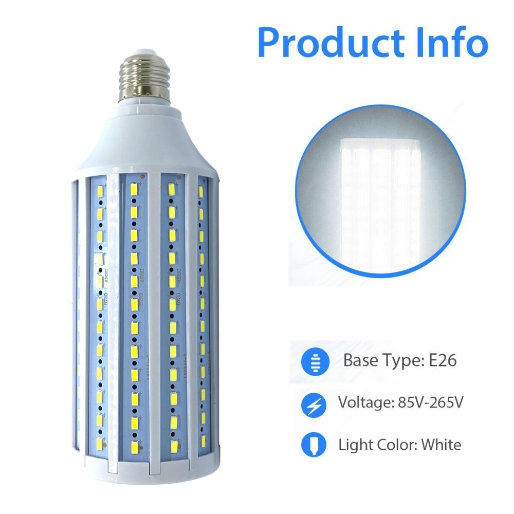 3pcs LED Corn Light Bulb 5000lm 50W 300W Eq. 6000K White Cool Daylight E26 Base