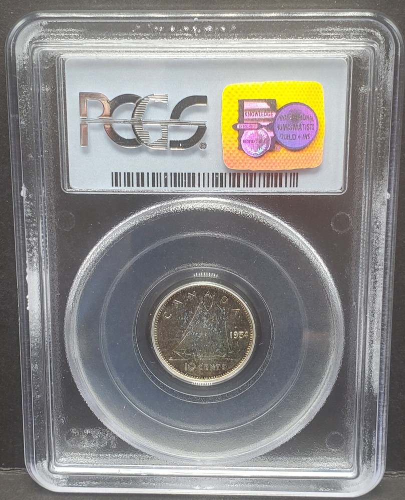 1954 Canada 10 Cent Dime PCGS PL67