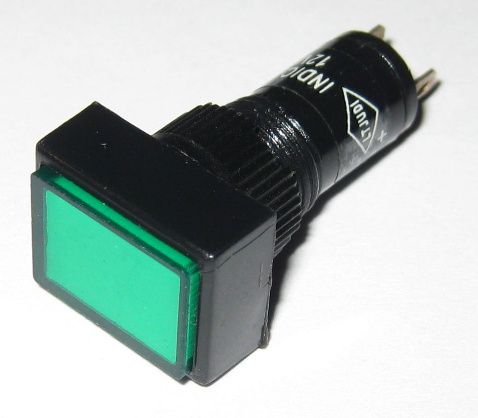 Panel Mount Rectangular LED Indicator - Green - Plastic Case - 3 to 12 V DC