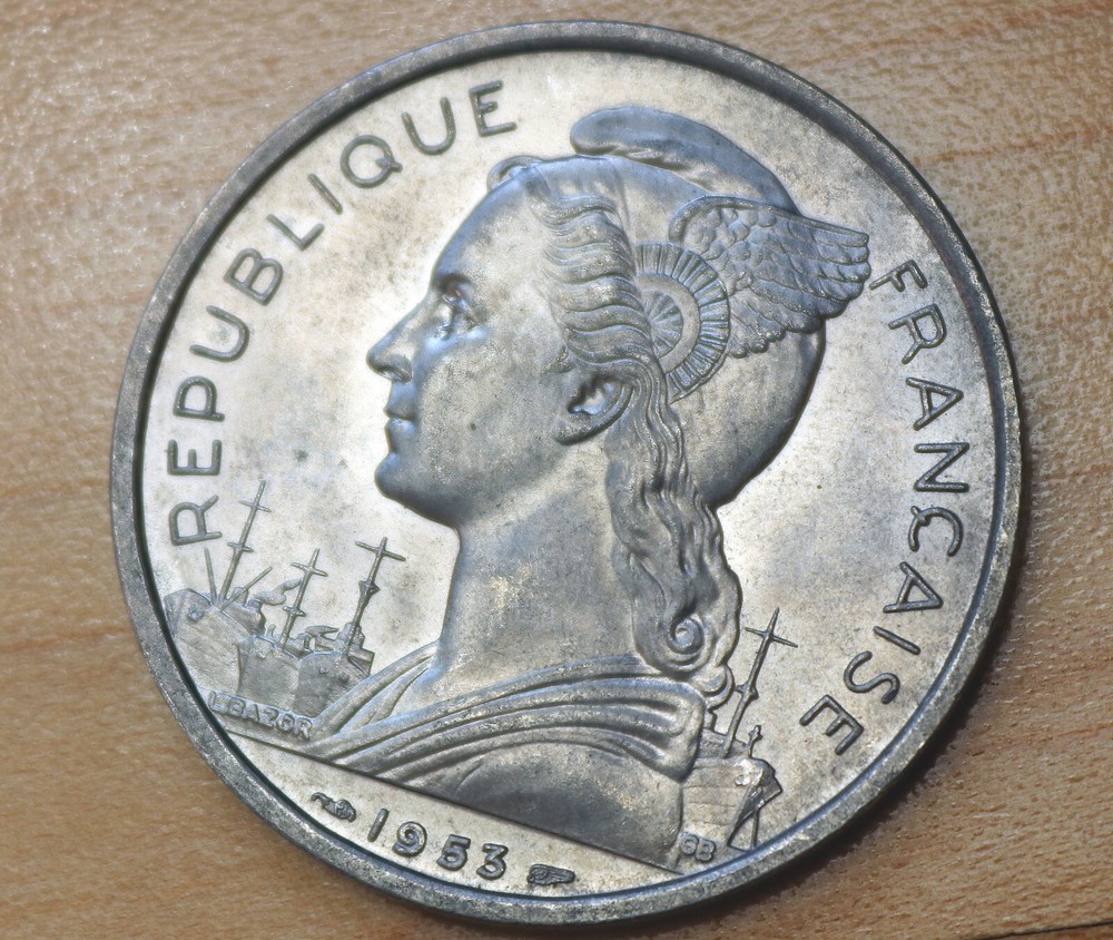 1953 Madagascar 5 Francs Zebu
