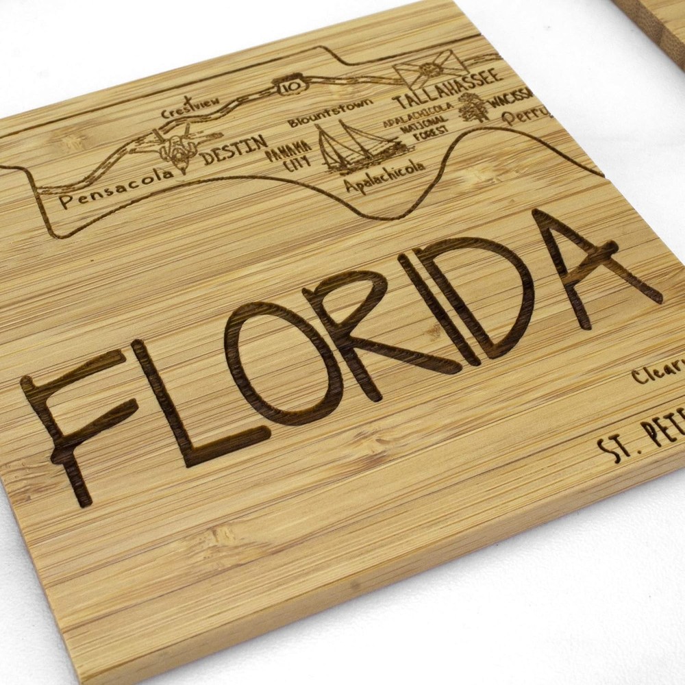 Totally Bamboo Florida State Puzzle 4 Piece Coaster Set with