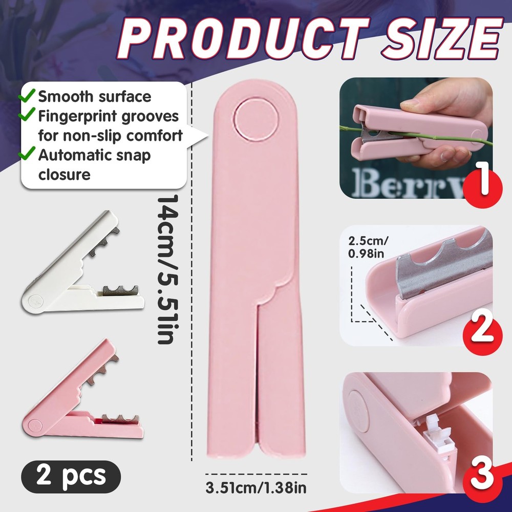 2 Pcs Rose Thorn Stripper Tool - Efficient Remover for 2, White, Pink
