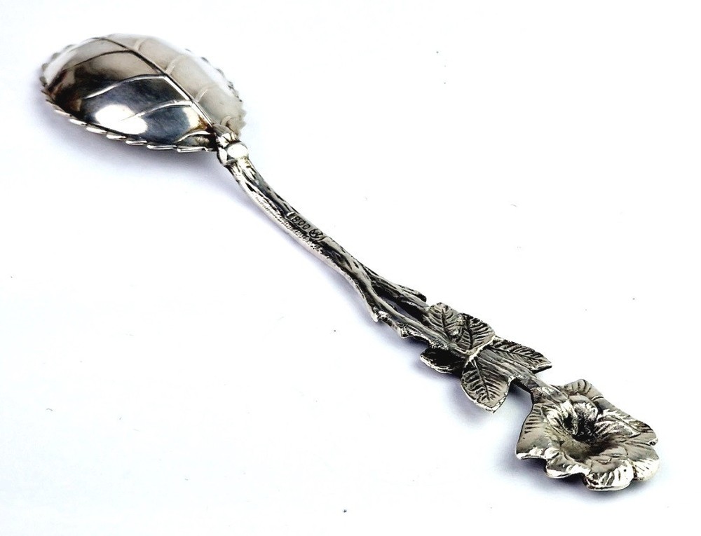 Hildesheimer spoon pink leaf C. Widmann 800 silver C5