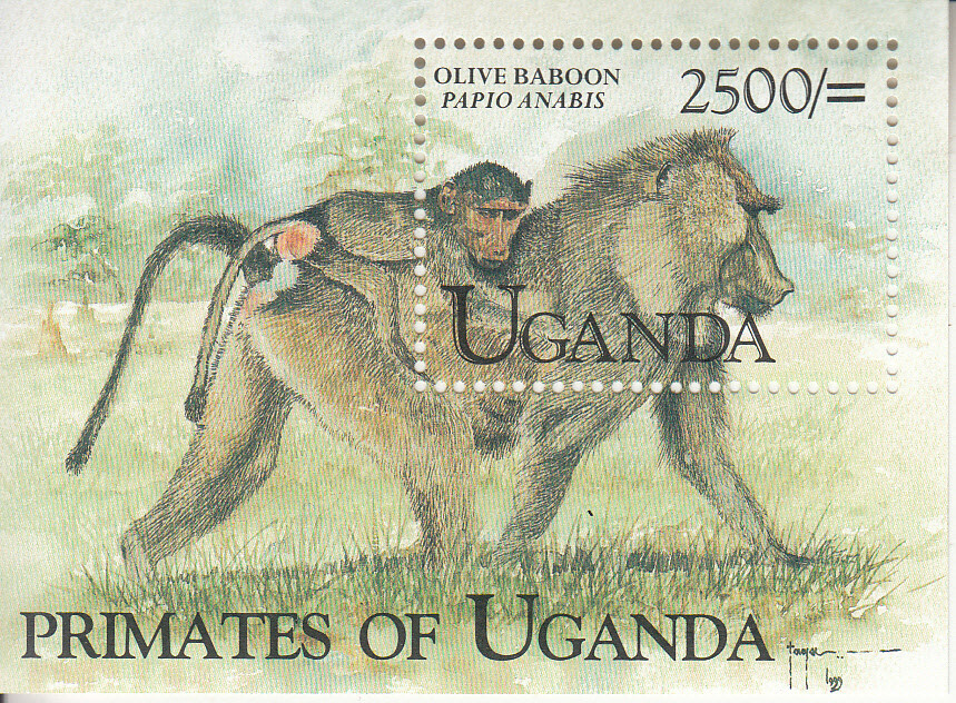 1999 Uganda Monkeys Primates Miniature sheet MNH