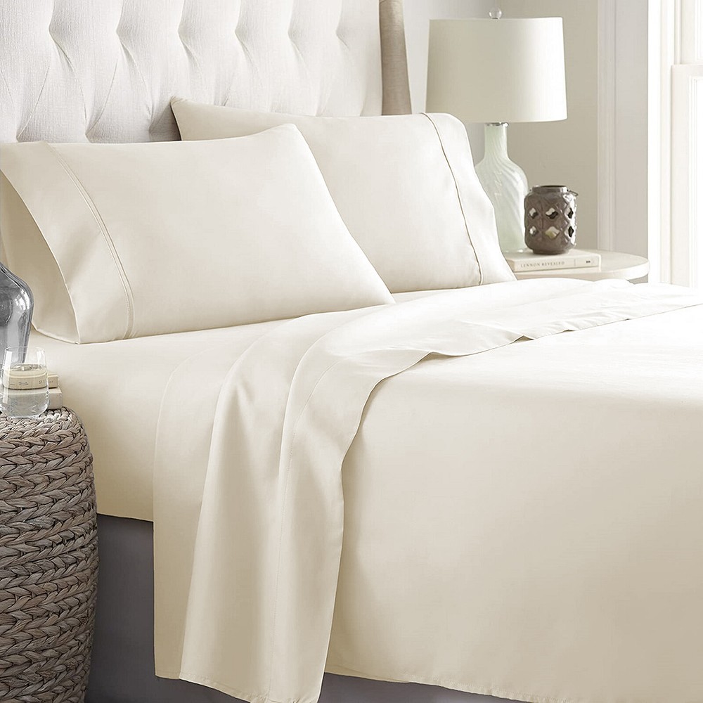 Noble Egyptian Cotton Deep Pocket Bedding Sheets Select Size Ivory Solid