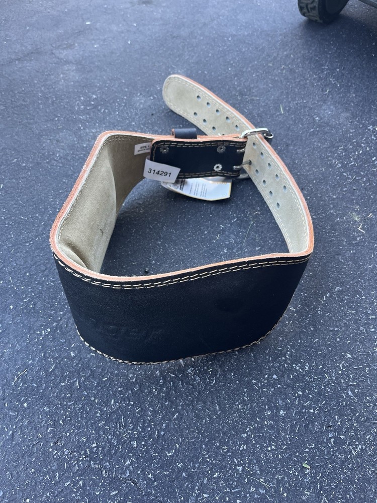 Harbinger 6" Padded  Black Leather Weight Lifting Belt Size Large.