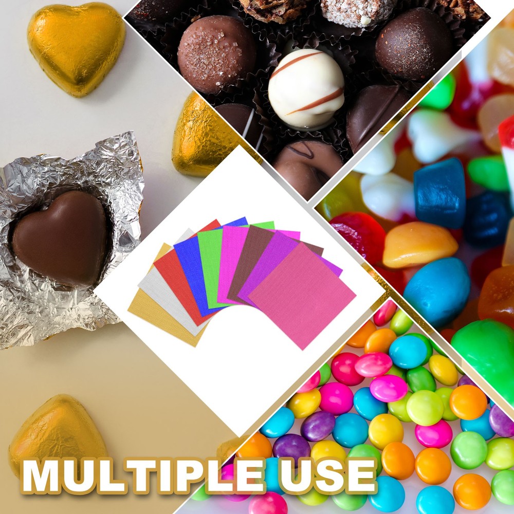 Foil Candy Wrappers 4x4 Inch, 100 Pcs Silver Orange Pattern Paper for Candy