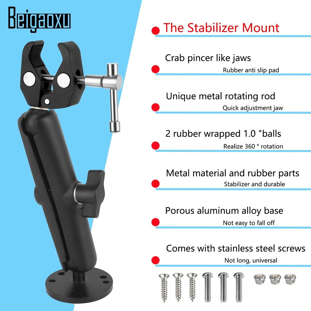 Beigaoxu Trolling Motor Stabilizer Mount Support for Riptide black
