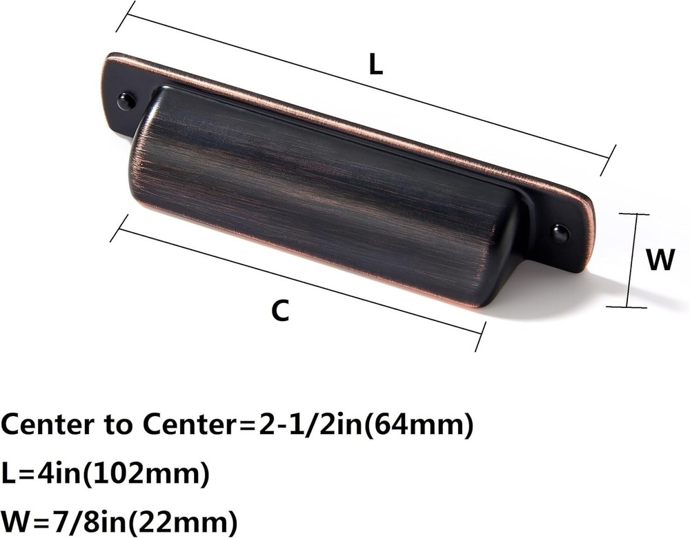 10 Pack 2-1/2"64mm Oil Rubbed Bronze Drawaer Pulls Cabinet Cup Pulls Kitchen ...