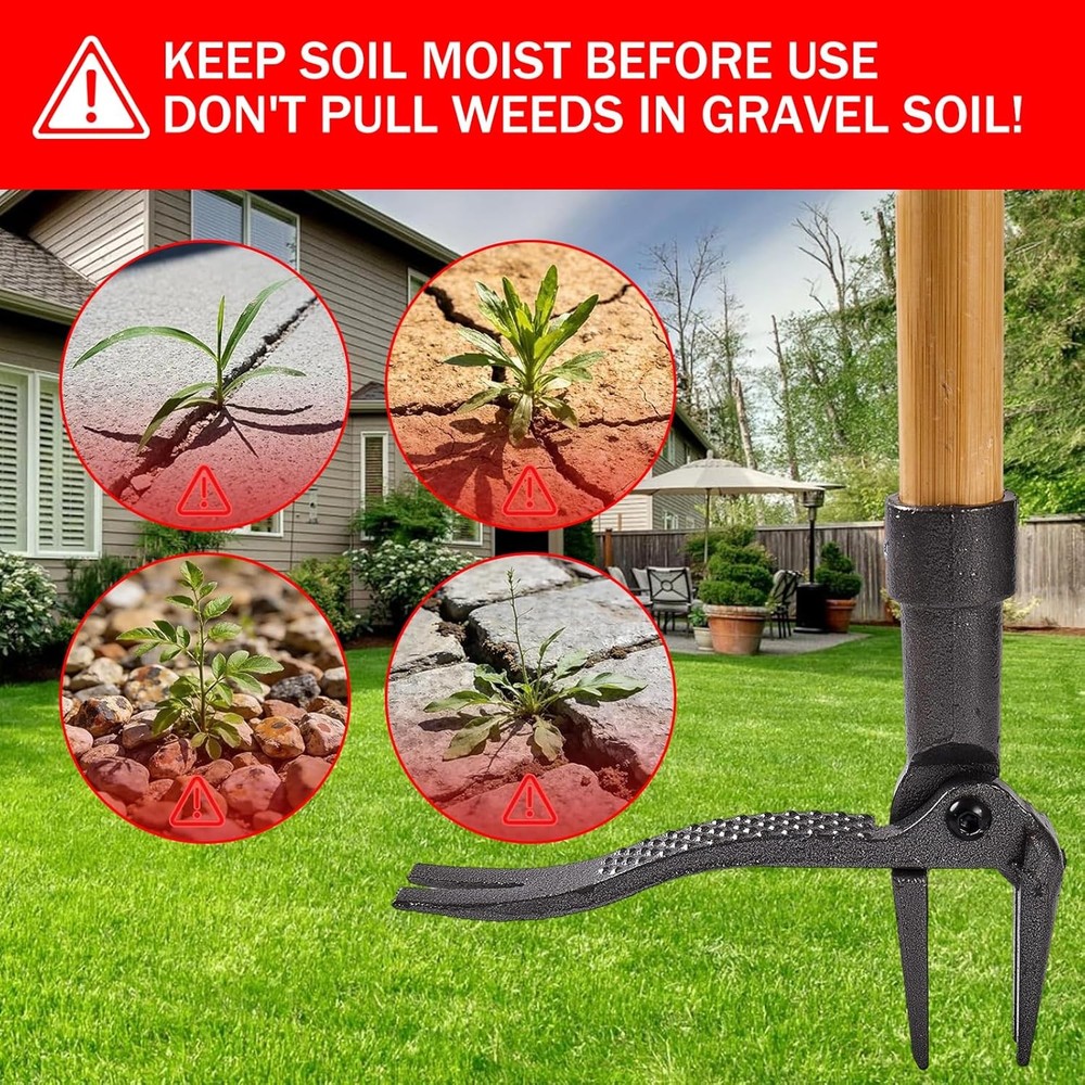 Weeder Puller Stand Up Weed Tool Handle Claw Garden Outdoor Root Remover Killer