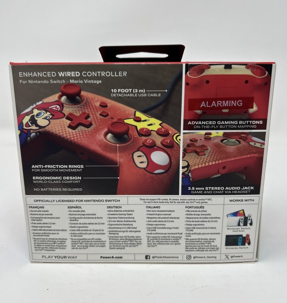 PowerA - Enhanced Wired Controller for Nintendo Switch - Mario Vintage