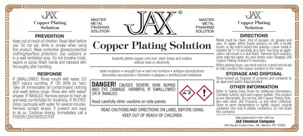 Jax COPPER Plating Solution Stained Glass Patina - 2 oz.