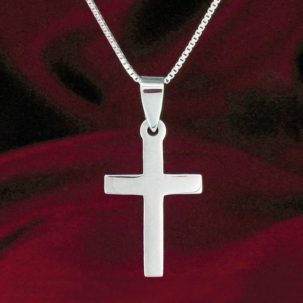 Mid Sized Plain Thin Cross Pendant in '925' Sterling Silver - NEW!
