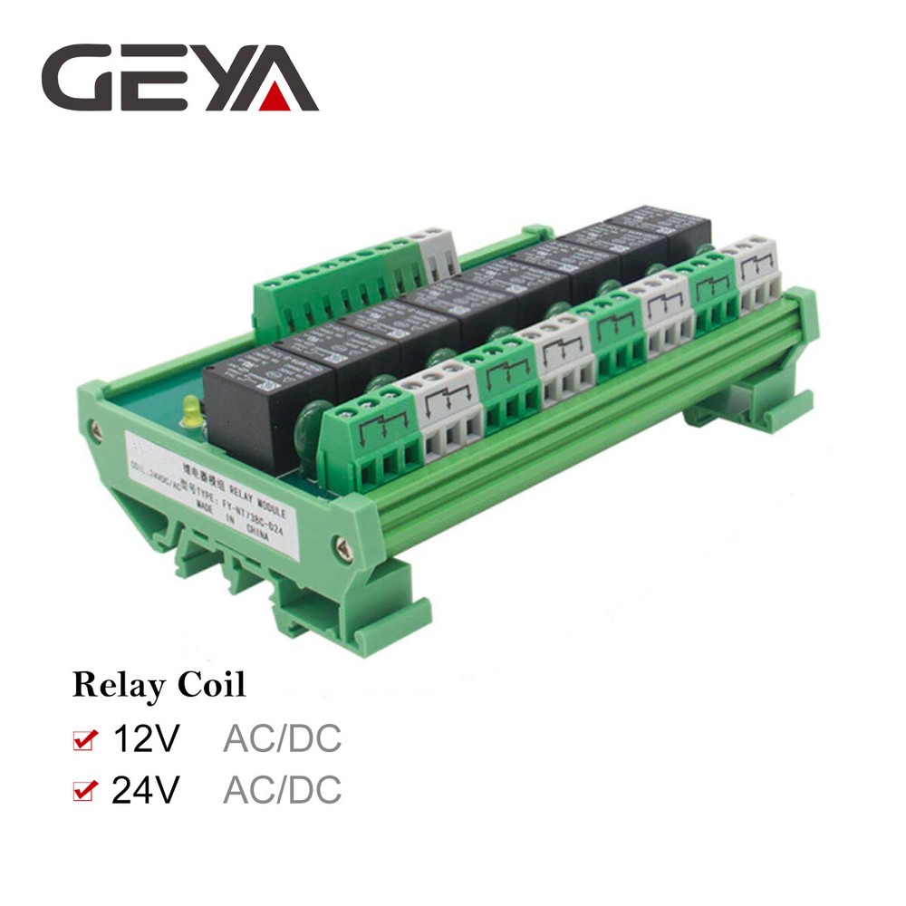 GEYA 8 Channel Interface Relay Module AC/DC 5/12/24V Panel Mount Automation PLC